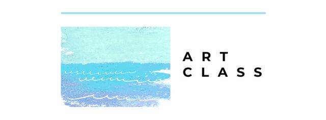 Art Class Offer with Sea Watercolor Painting Facebook cover Modelo de Design