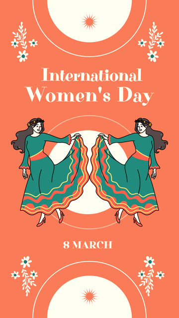 Modèle de visuel Woman in Beautiful Dress on International Women's Day - Instagram Story