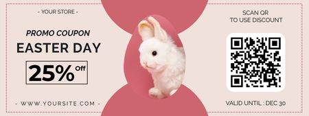Easter Day Promotion with White Decorative Rabbit Coupon Design Template