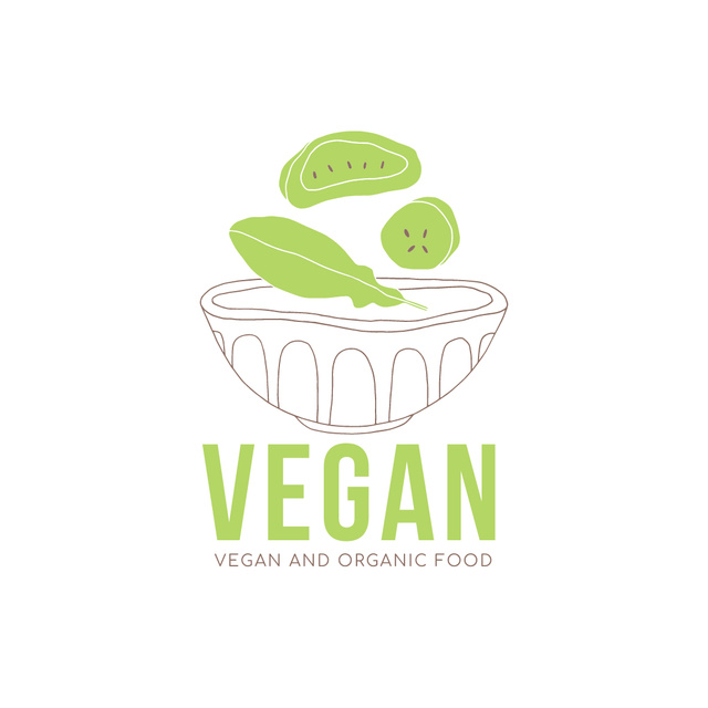 Emblem of Organic Vegetarian Food with Bowl Logo 1080x1080px – шаблон для дизайна