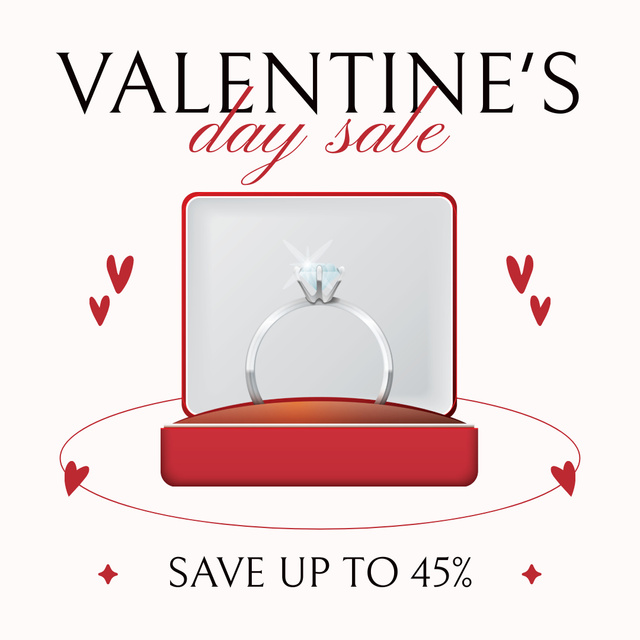 Platilla de diseño Diamond Ring At Reduced Price Due Valentine's Day Sale Instagram AD