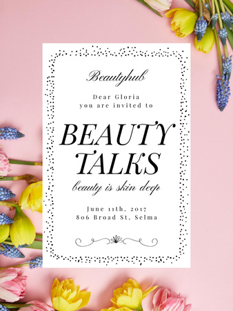 Beauty Event announcement on tender Spring Flowers Poster US – шаблон для дизайна
