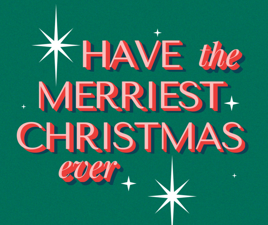 Simple Christmas Greeting on Green Facebookデザインテンプレート