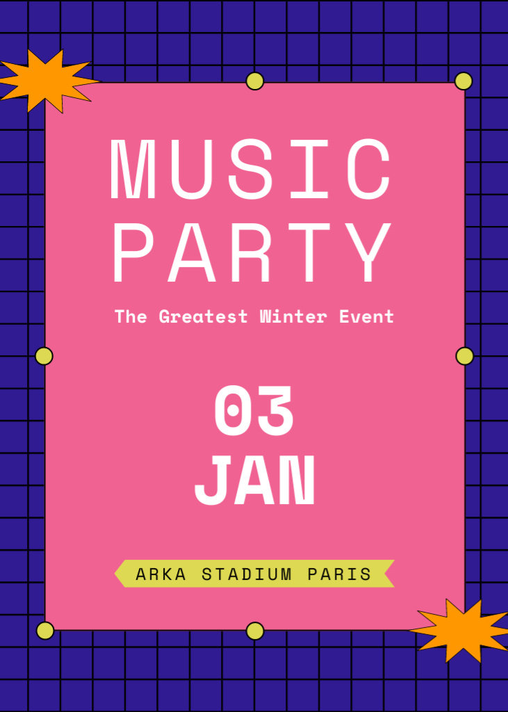 Enchanting Music Party Announcement In Winter Flayer Šablona návrhu