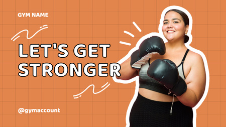 Fitness Center Ad with Overweight Woman in Boxing Gloves Youtube Thumbnail Design Template
