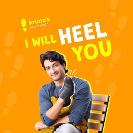 Funny Promotion of Shoe Repair Services Instagram Modelo de Design