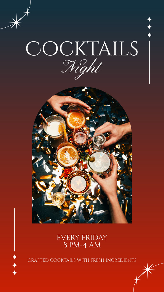 Cocktail Night Party Announcement Instagram Story Tasarım Şablonu
