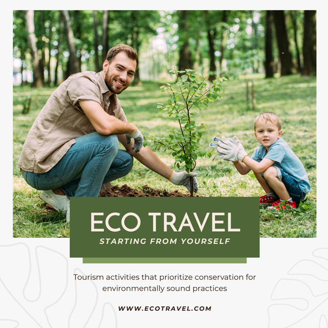 Eco Travel Ad with Tree Planting Instagram tervezősablon