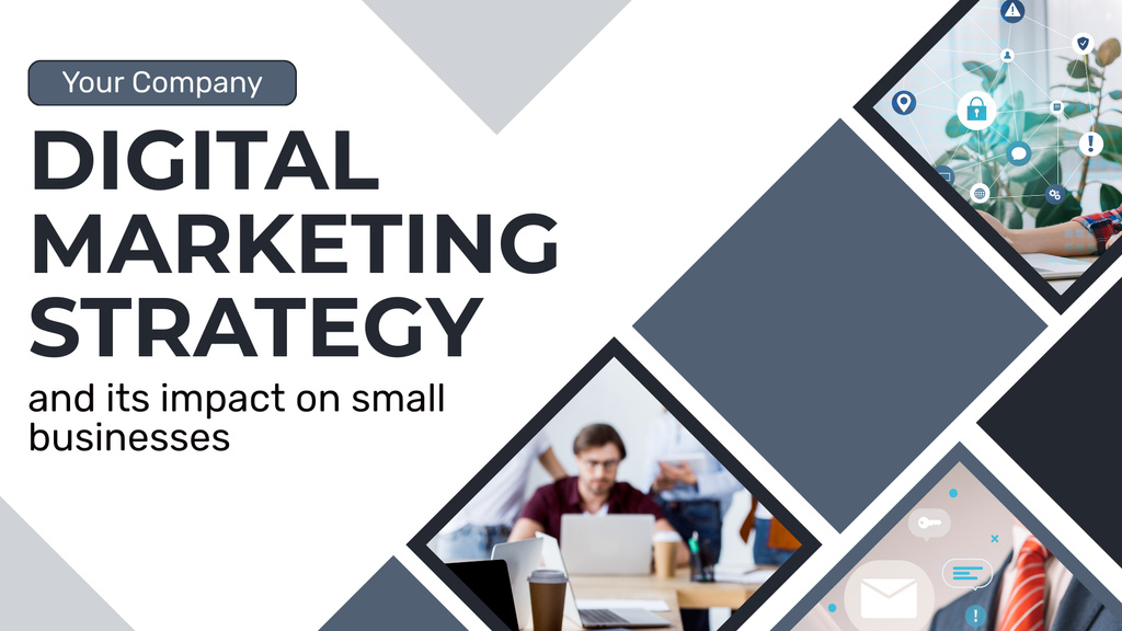 Digital Marketing Strategy And Impact On Business Presentation Wide Modelo de Design