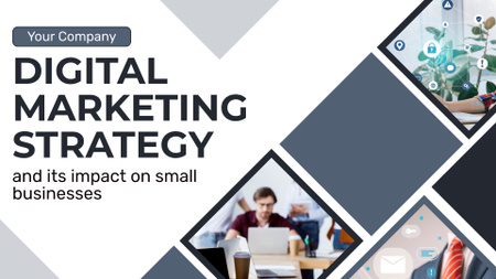 Plantilla de diseño de Estrategia de marketing digital e impacto en los negocios Presentation Wide 
