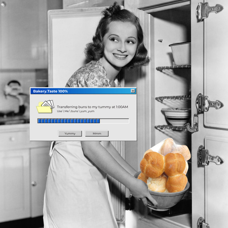 Modèle de visuel drôle de blague avec femme tenant bol de pains - Instagram