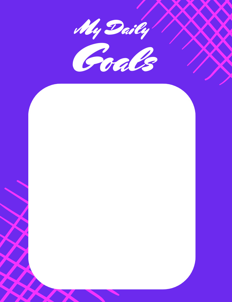 Daily Goals List in Vivid Violet Notepad 107x139mm Design Template