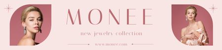 Jewelry Collection Ad with Tender Woman Ebay Store Billboard Design Template