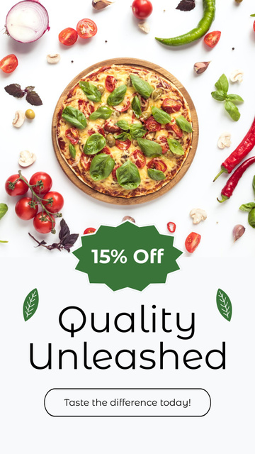 Designvorlage Fast Casual Restaurant Ad with Offer of Discount on Pizza für Instagram Story