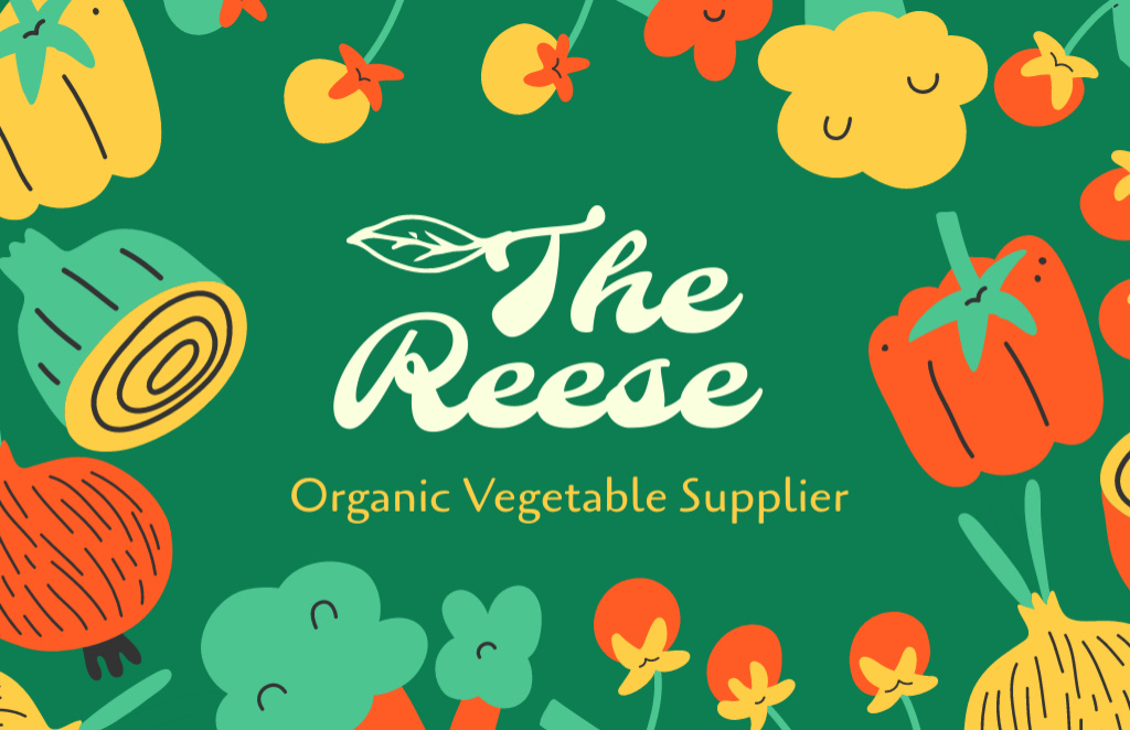 Organic Vegetable Supplier Offer Business Card 85x55mm – шаблон для дизайна
