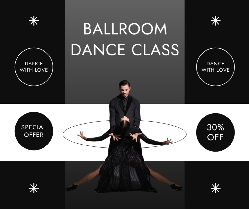 Ad of Ballroom Dance Class Facebookデザインテンプレート