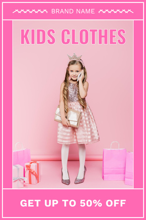 Plantilla de diseño de Linda ropa rosa para niños Pinterest 