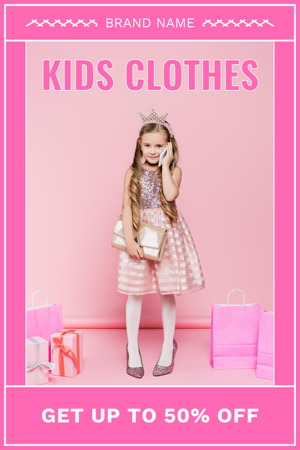 Plantilla de diseño de Cute Pink Kids Clothes Pinterest 