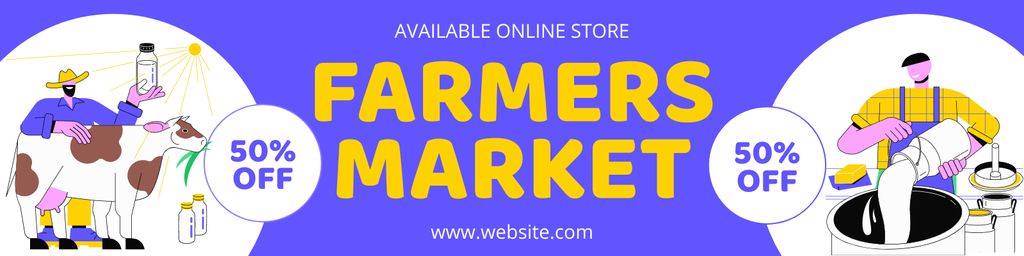 Discount on Dairy Products at Farmers Market Twitterデザインテンプレート