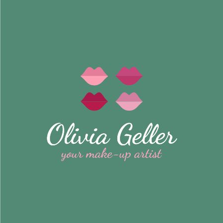 Make-Up Artist Promotion with Lip Prints in Pink Logo Design Template
