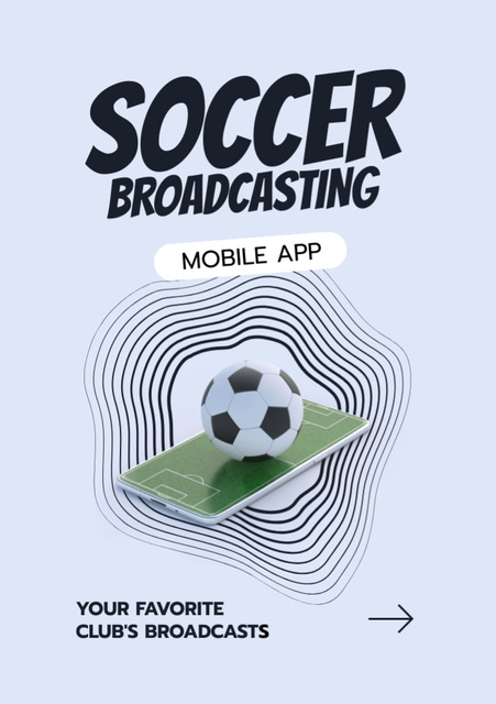 Soccer Broadcasting in Mobile App Flyer A7 Design Template