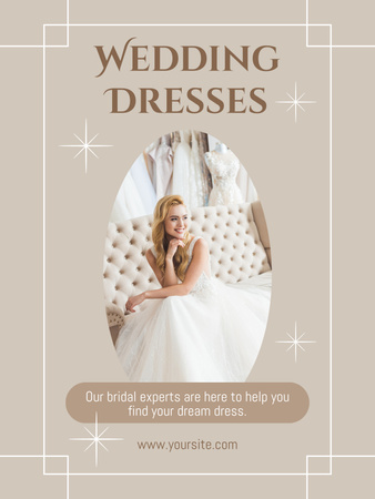 Plantilla de diseño de novia en vestido blanco en boda atelier Poster US 