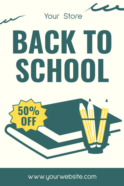 Plantilla de diseño de School Sale with Books and Pencils Tumblr 