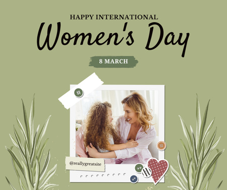 Plantilla de diseño de Madre feliz con su hija en el Día Internacional de la Mujer Facebook 