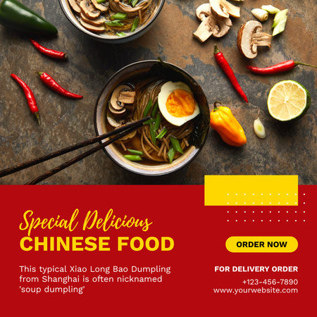 Plantilla de diseño de Oferta especial de comida china con fideos de huevo Instagram 