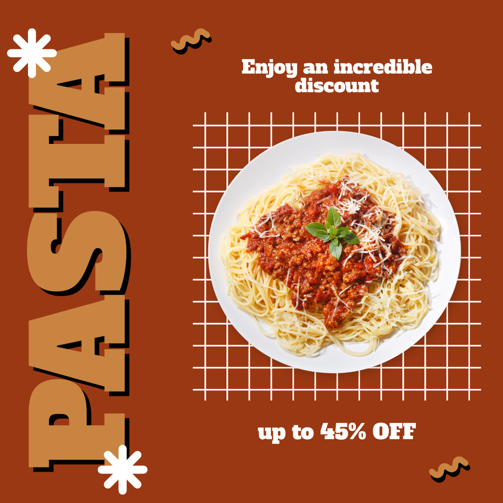 Designvorlage Discount Announcement for Pasta Carbonara für Instagram