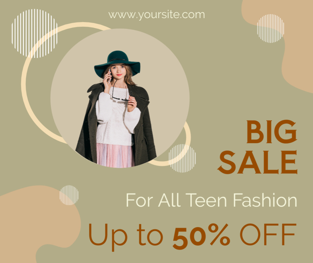 Ontwerpsjabloon van Facebook van Fashionable Looks For Teens With Discount