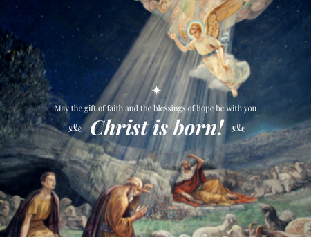 Gökyüzündeki Noel Meleğinin Vintage Resmi Postcard 4.2x5.5in Tasarım Şablonu