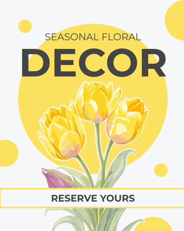 Şık Mevsimlik Çiçek Dekorasyon Hizmetleri Reklamı Instagram Post Vertical Tasarım Şablonu