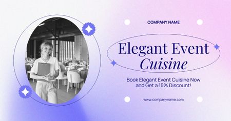 Ontwerpsjabloon van Facebook AD van Diensten van elegante evenementencatering met catering in het restaurant