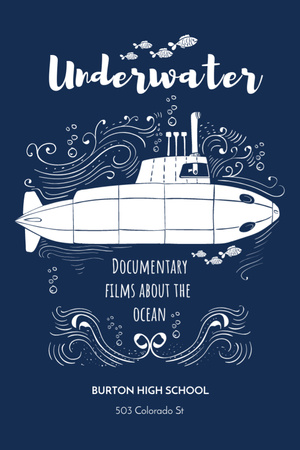 Underwater documentary film with Submarine Flyer 4x6in Design Template