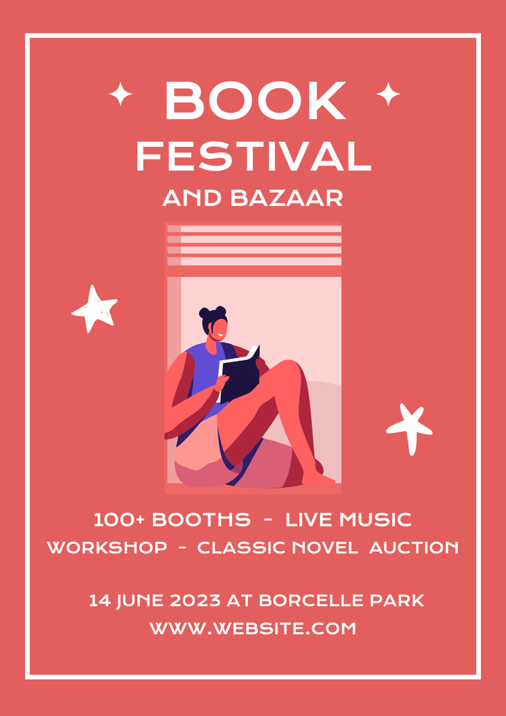 Books Bazaar Announcement Poster Πρότυπο σχεδίασης