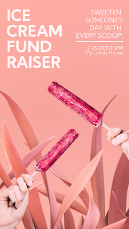 Yummy Pink Popsicles Ad Instagram Story Design Template