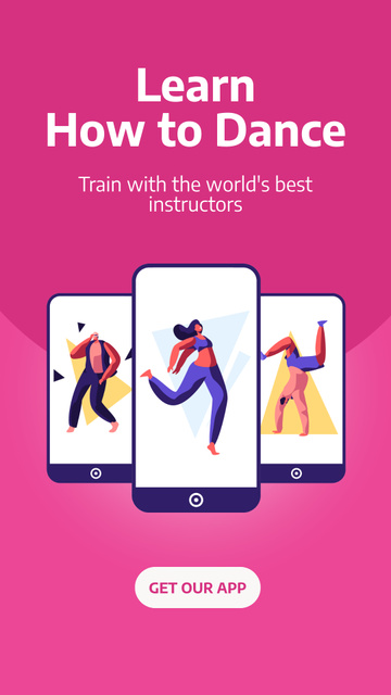 Designvorlage Mobile App With Top-notch Dancing Instructors für Instagram Story