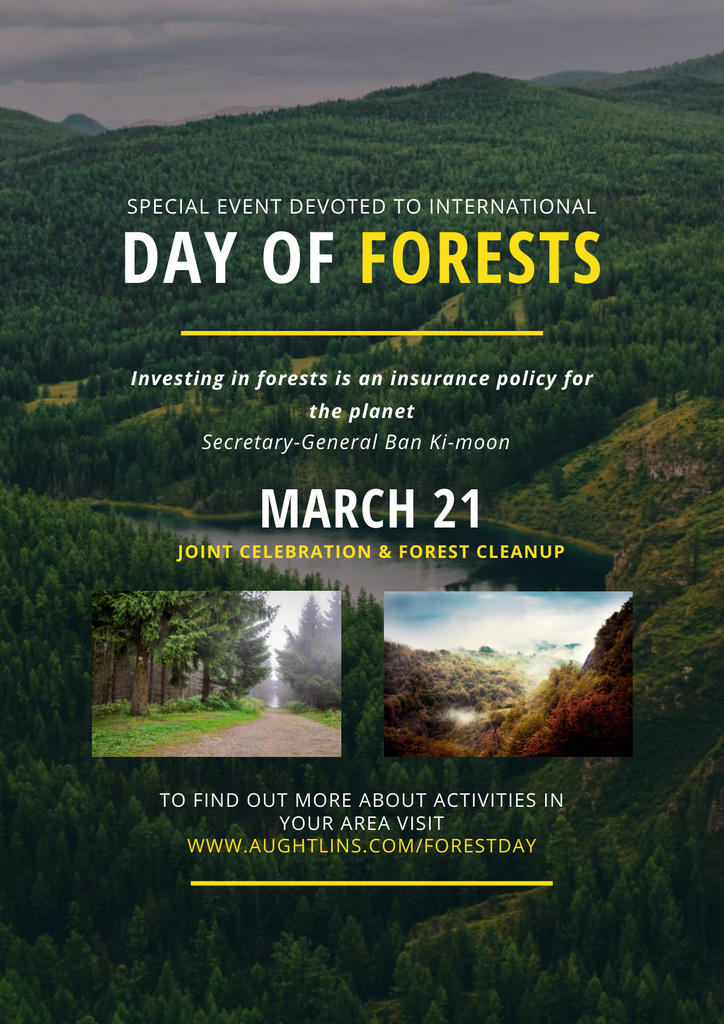 International Day of Forests Event with Mountains View Poster Design Template
