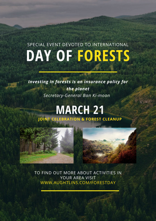 Platilla de diseño International Day of Forests Event with Mountains View Poster