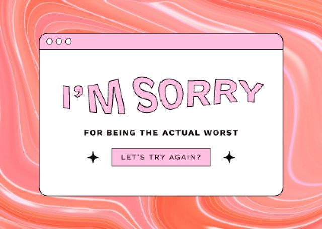 Cute Apology Phrase on Pink Pattern Card – шаблон для дизайна