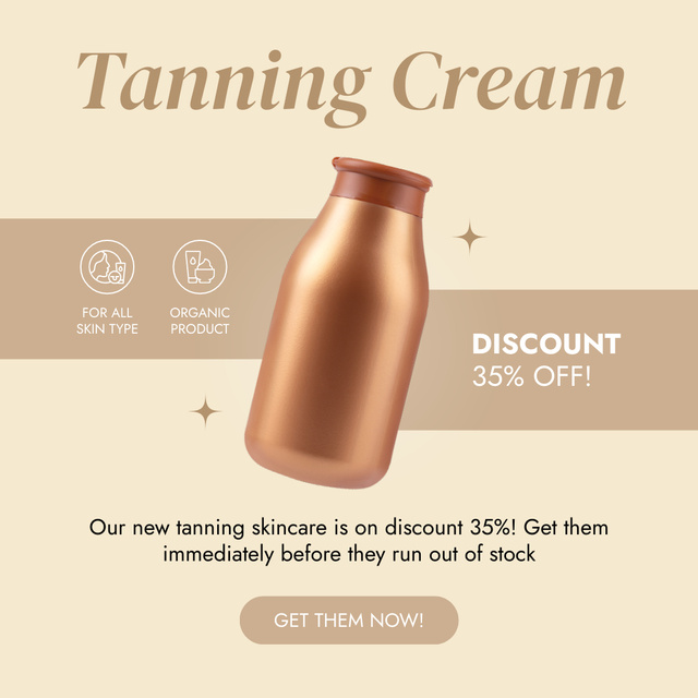 Tanning Cream Sale Offer on Beige Instagram AD Πρότυπο σχεδίασης