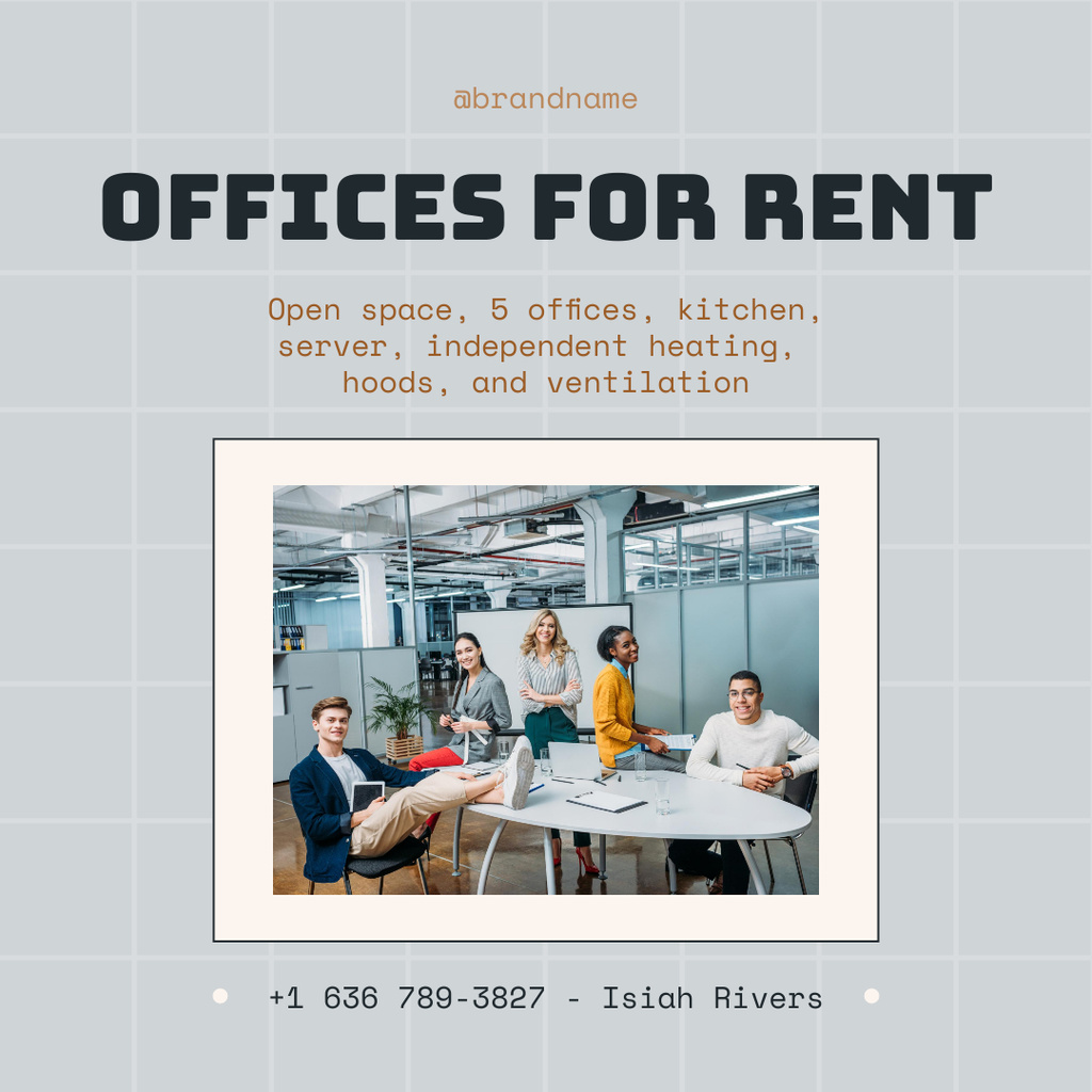 Designvorlage Urban Corporate Office Space to Rent In Blue für Instagram AD