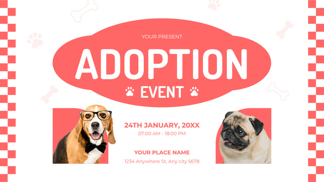 Ontwerpsjabloon van FB event cover van Welcome to Dogs Adoption Event