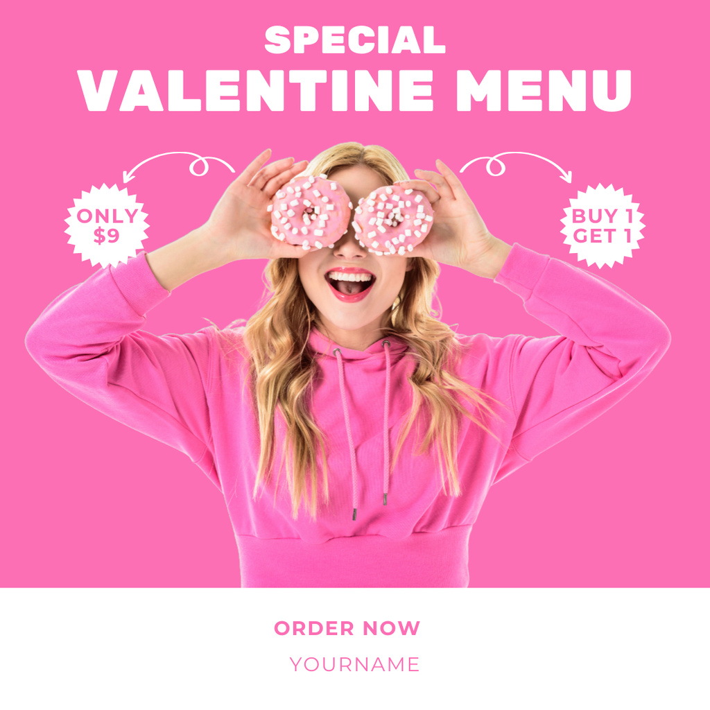 Valentine's Day Special Menu Offer Instagram ADデザインテンプレート
