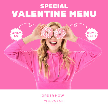 Valentine's Day Special Menu Offer Instagram AD Design Template