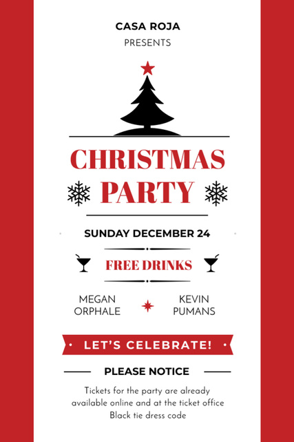 X-mas Party Celebration Ad on Red ans White Flyer 4x6in Design Template