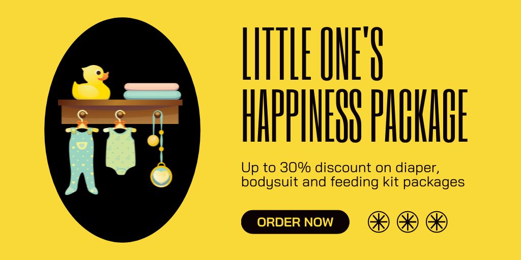 Plantilla de diseño de Announcement about Order and Sale of Children's Products on Yellow Twitter 