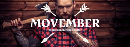 Lumberjack with mustache and beard Facebook cover Design Template