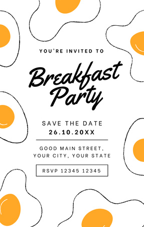 Breakfast Party Ad with Fried Eggs Invitation 4.6x7.2in Design Template